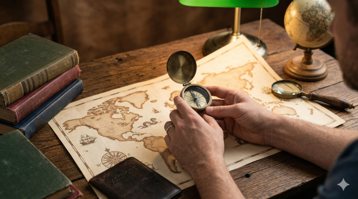 世界の国や地域の文化を世界地図を広げる様子で表現