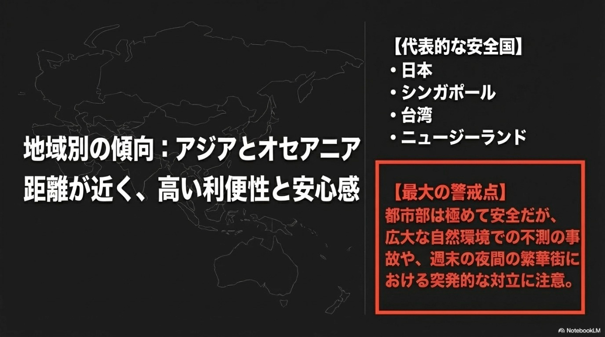 アジアとオセアニアの治安の傾向