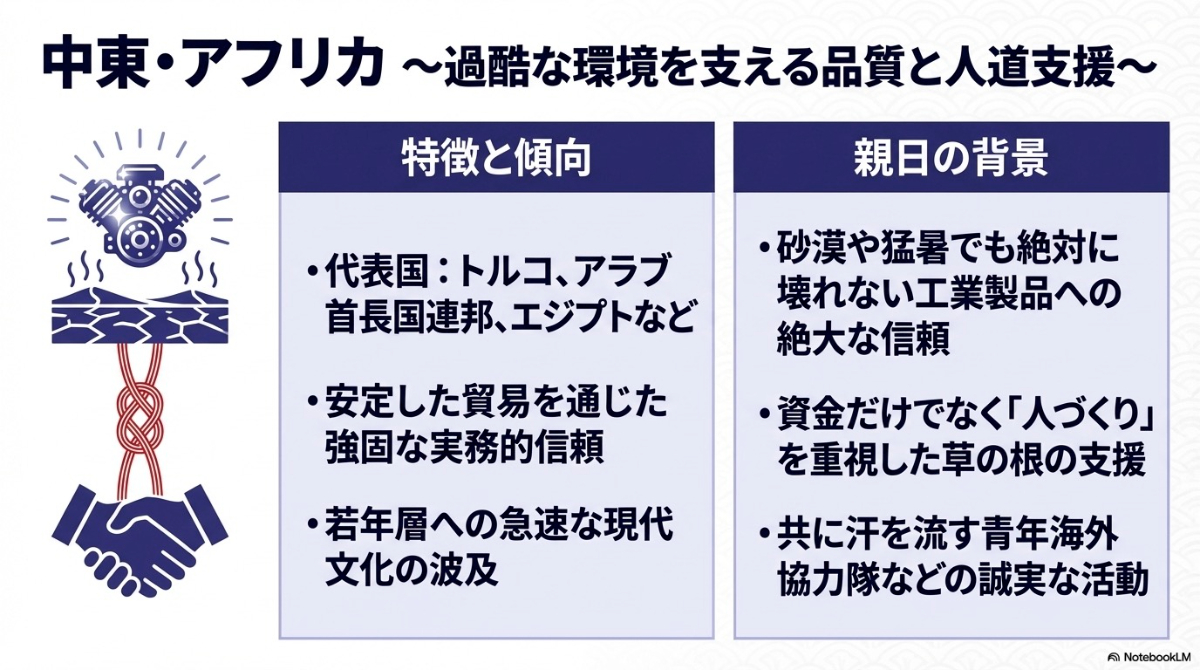 中東とアフリカ地域の親日国