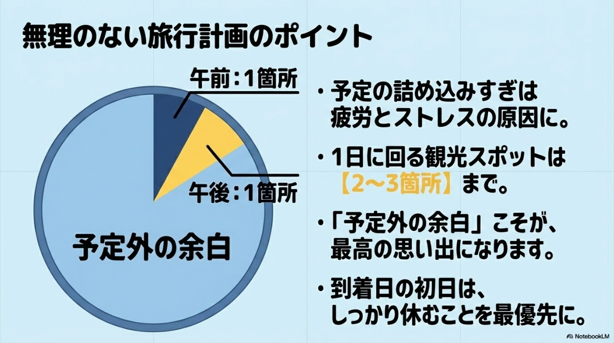 午前1箇所、午後1箇所を基本とする無理のない海外旅行計画のポイント
