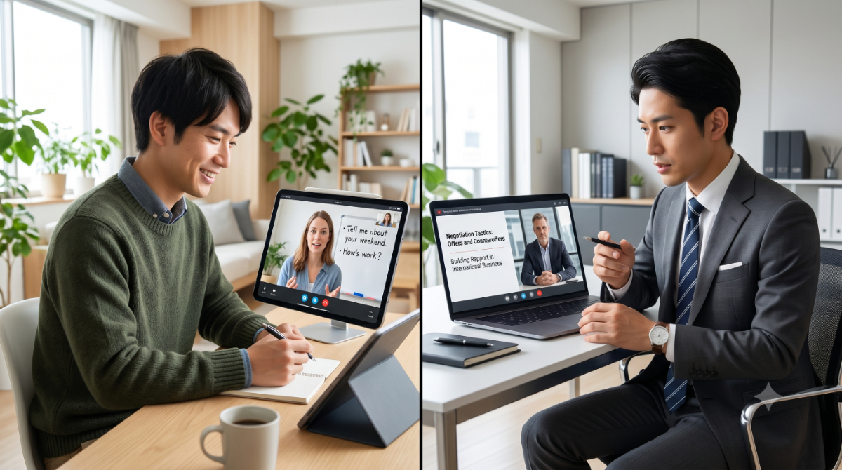 日常会話からビジネス英会話まで、目的やレベルに合わせてレッスンを活用している様子