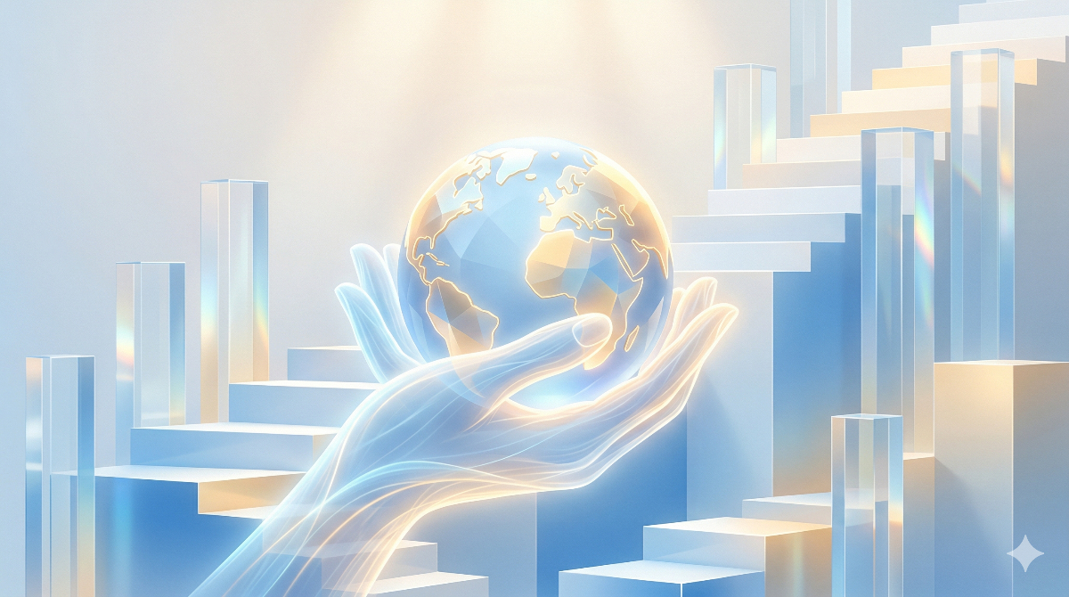 光や透明感などの要素を組み合わせて、「安全」や「信頼」といった抽象的なコンセプトを表現