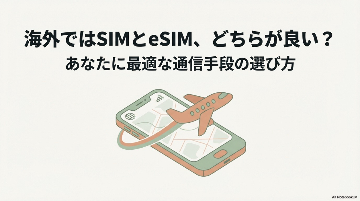 海外ではSIMとeSIM、どちらが良い？あなたに最適な通信手段の選び方を表すタイトル画像