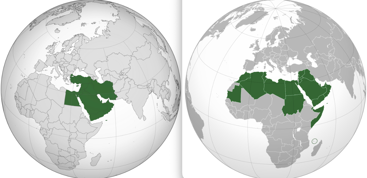 中東とアラブ諸国の地図　ウィキペディア