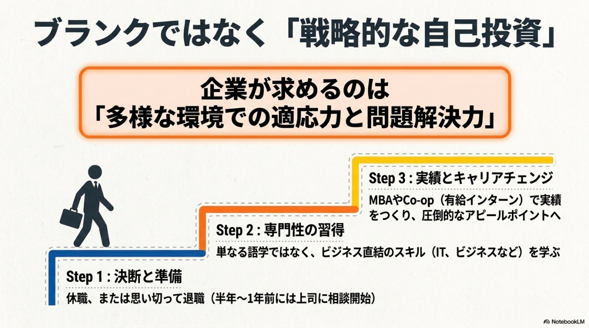 社会人の留学をブランクではなく戦略的な自己投資にするための3つのステップ