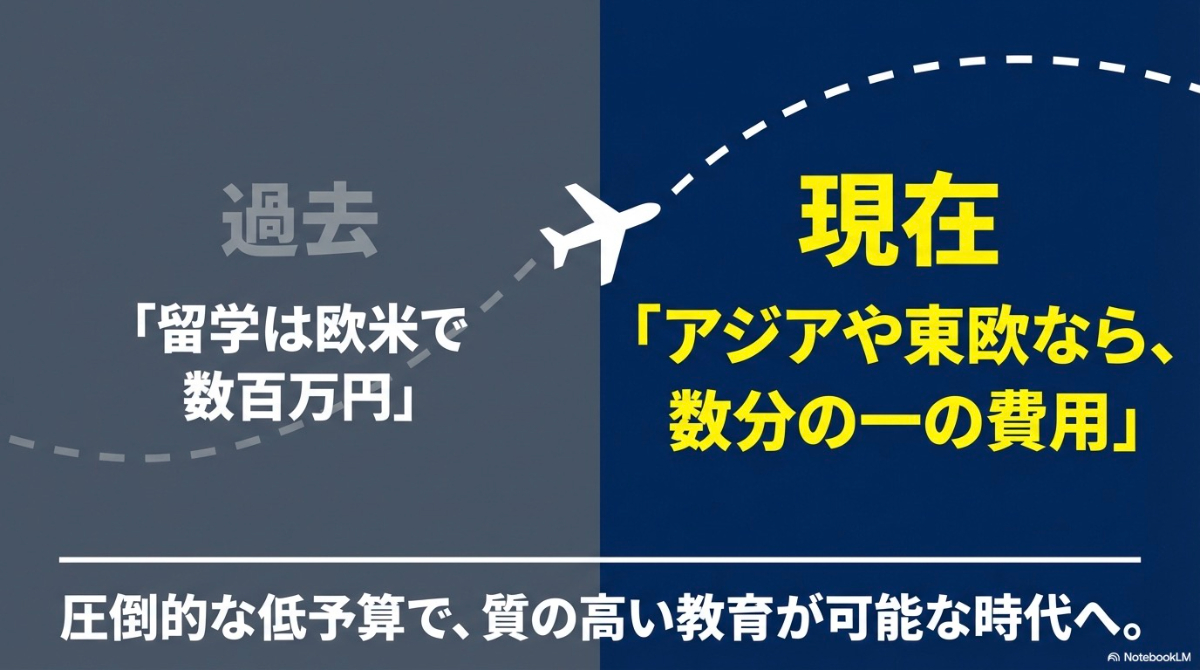 欧米で高額だった過去から、アジアや東欧で数分の一の費用に抑えられる現在への留学費用の変化