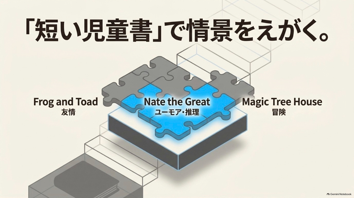 Frog and Toadなど短い物語が楽しめる児童書のスライド