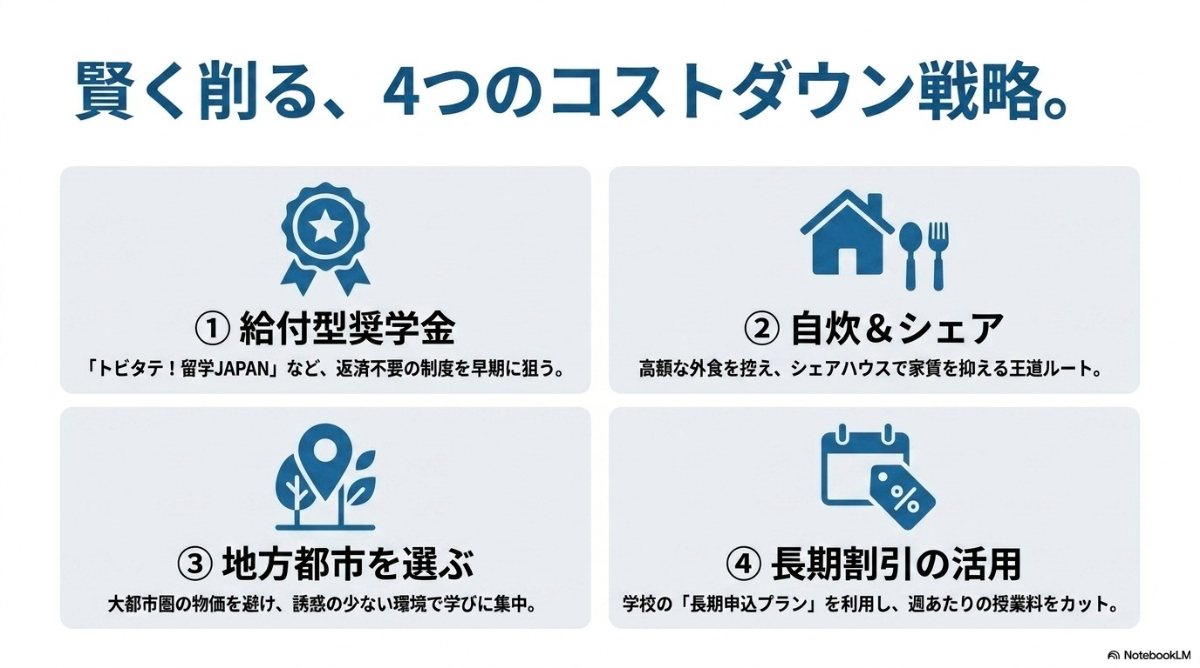 給付型奨学金やシェアハウスなど長期留学の費用を賢く削る4つのコストダウン戦略
