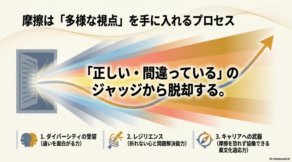 日本の常識でジャッジするのをやめ、文化を受け入れることで新しい視点と自信が得られるという総括メッセージ