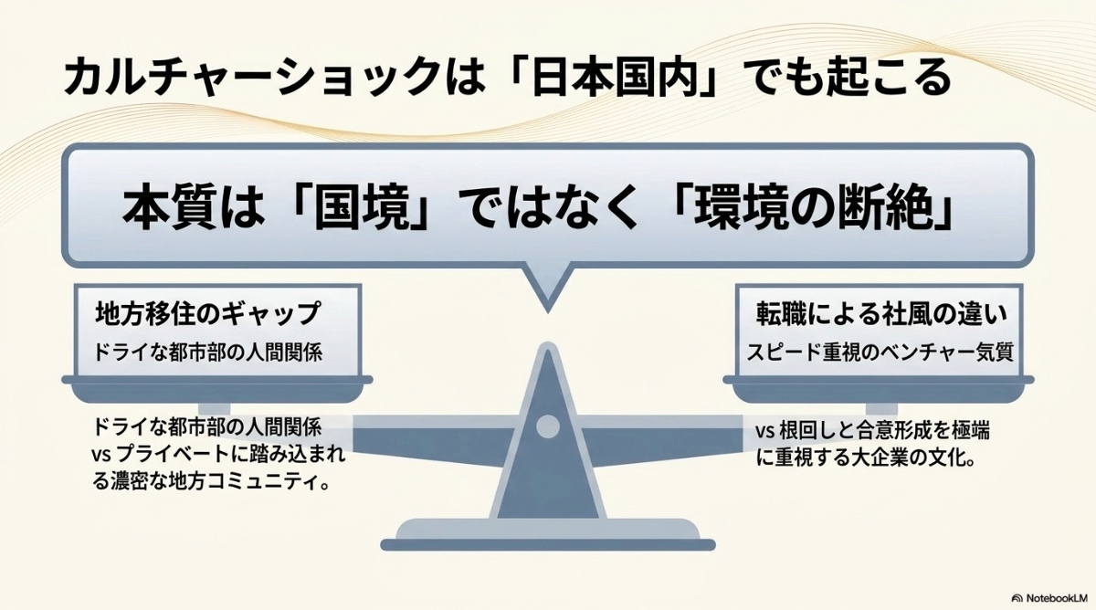 地方移住や転職など、国境ではなく環境によって日本国内でも起こるカルチャーショックの事例