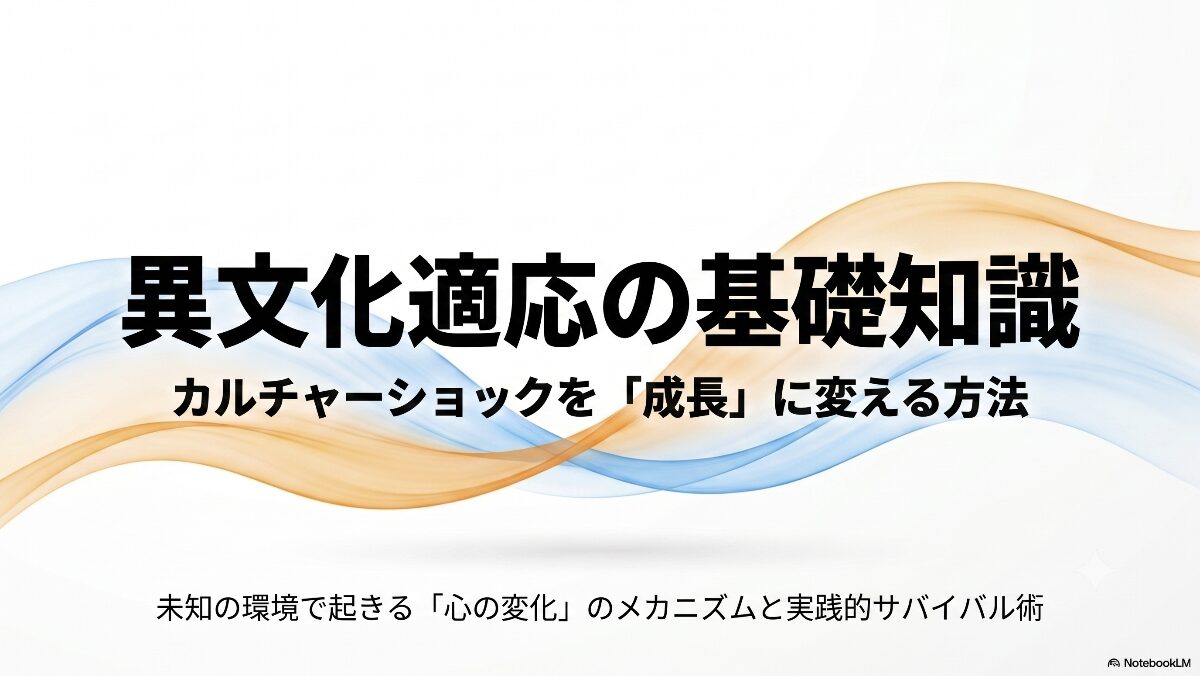 異文化適応の基礎知識としてカルチャーショックについて解説する表紙スライド