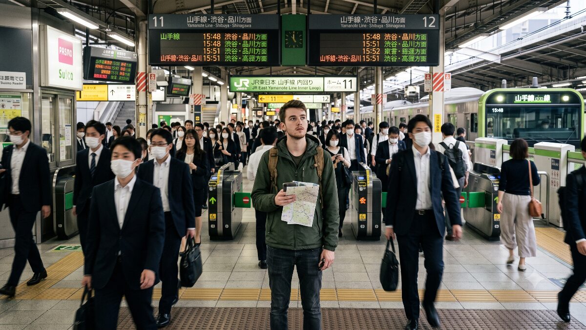日本の社会やルールに対してカルチャーショックを感じる外国人の様子
