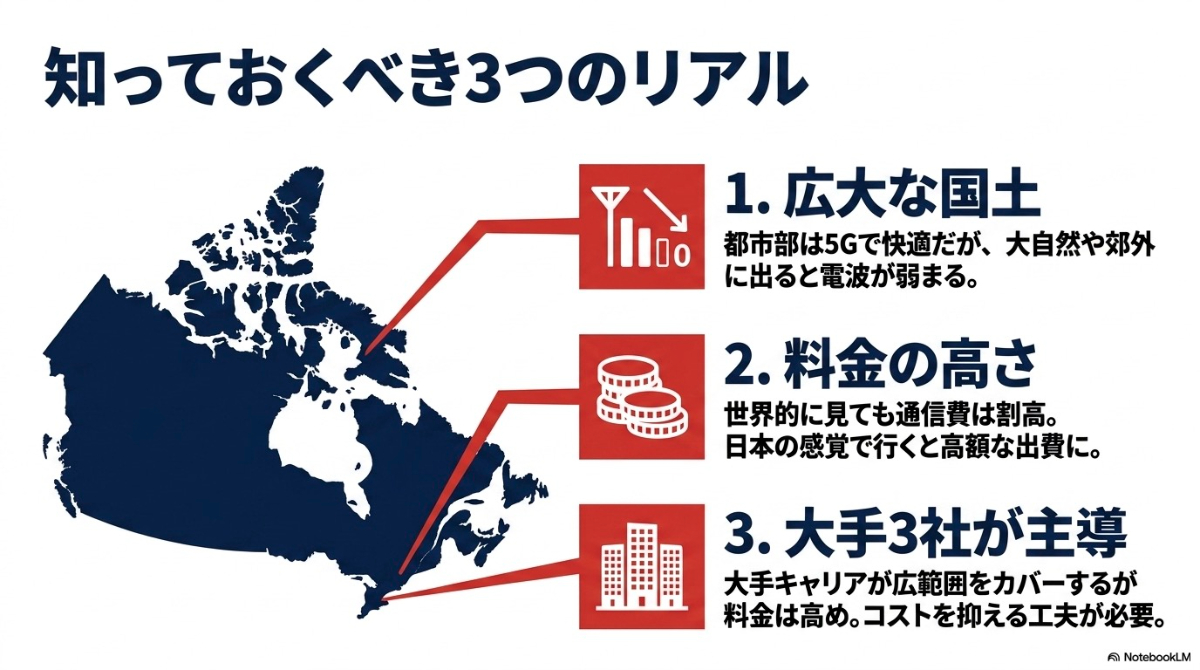 カナダの国土の広さ、通信費の高さ、大手3社主導など、渡航前に知っておくべき3つの通信事情