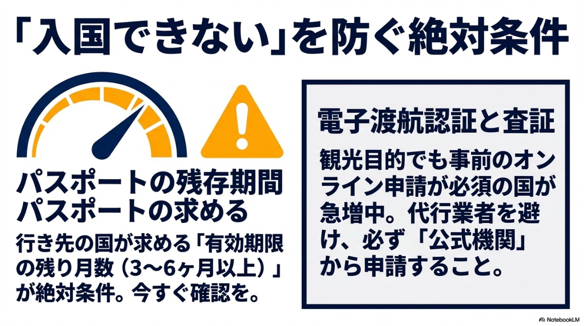 入国できないを防ぐ絶対条件。パスポートの残存期間と電子渡航認証・査証の確認