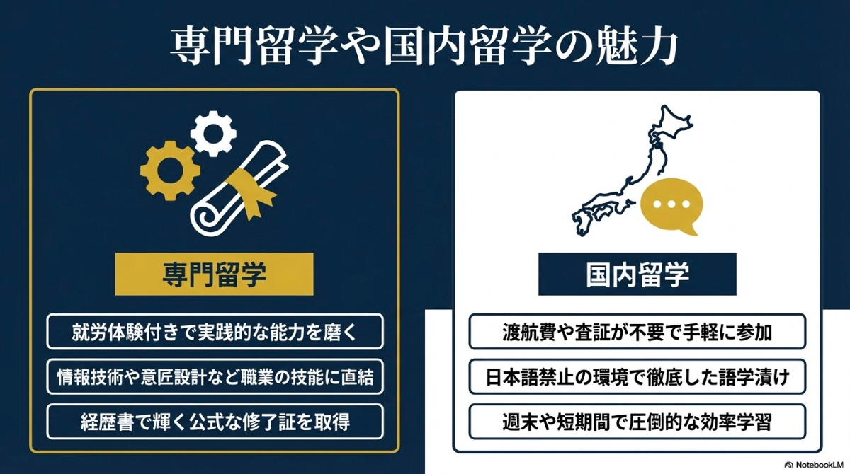 専門留学や国内留学の魅力
