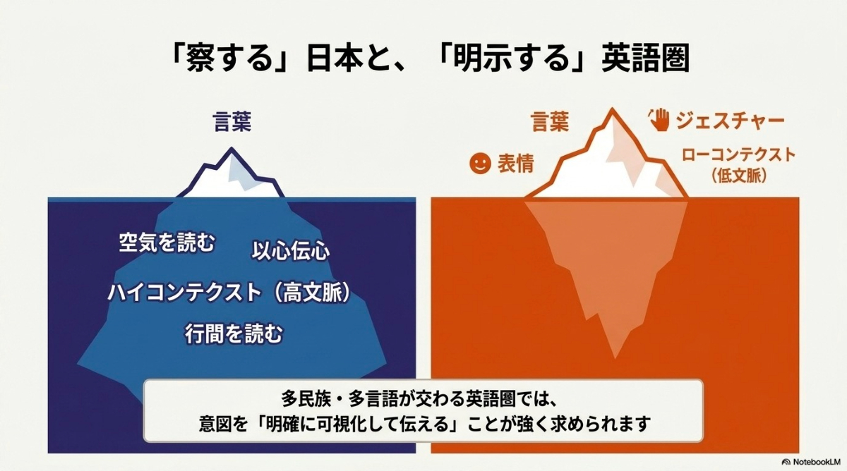 日本のハイコンテクスト文化と英語圏のローコンテクスト文化の比較