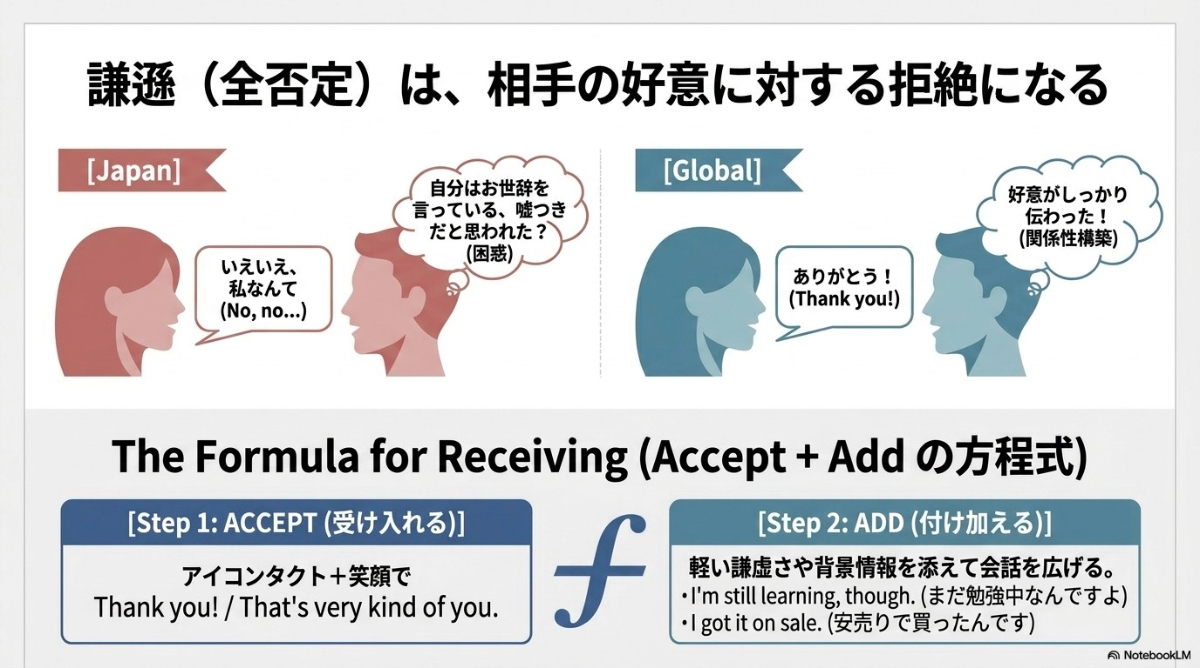 褒め言葉に対する日本式の謙遜と英語圏での受け取り方とマナーの違い
