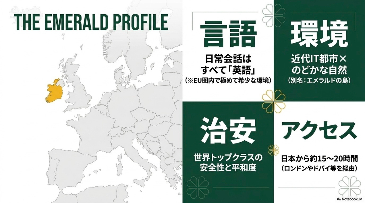 日常会話が英語であり、治安が良く自然豊かなアイルランドの基本情報と特徴
