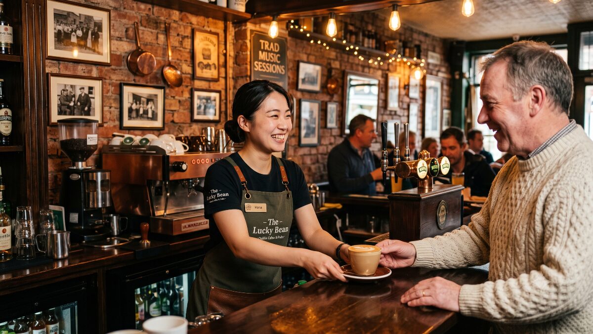 アイルランドのローカルカフェでバリスタとして働く日本人女性