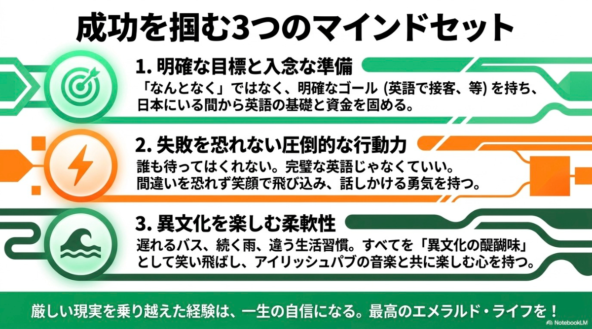 明確な目標、圧倒的な行動力、異文化への柔軟性など、ワーホリ生活を充実させるマインドセット