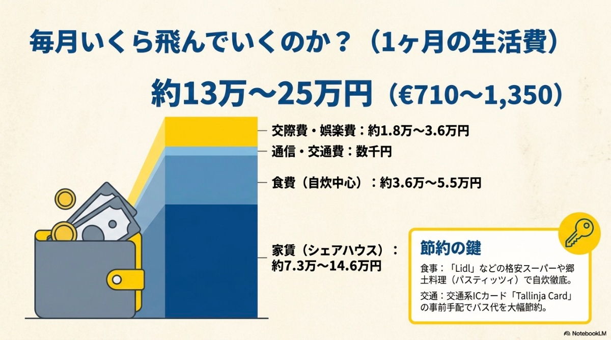 マルタでの生活費の目安と節約のポイントをまとめたグラフ