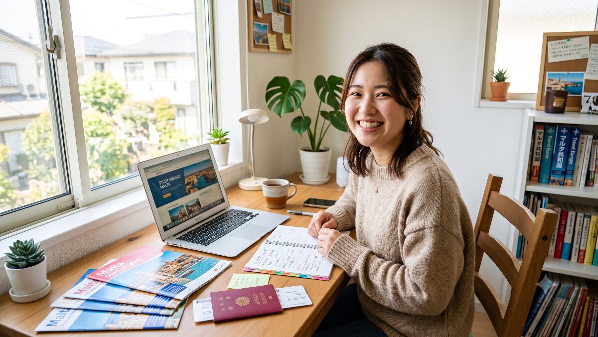 マルタへの渡航計画を立ててプランを検討している日本人女性