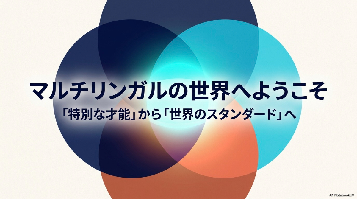 マルチリンガルは特別な才能ではなく、世界のスタンダードであることを示すタイトルスライド