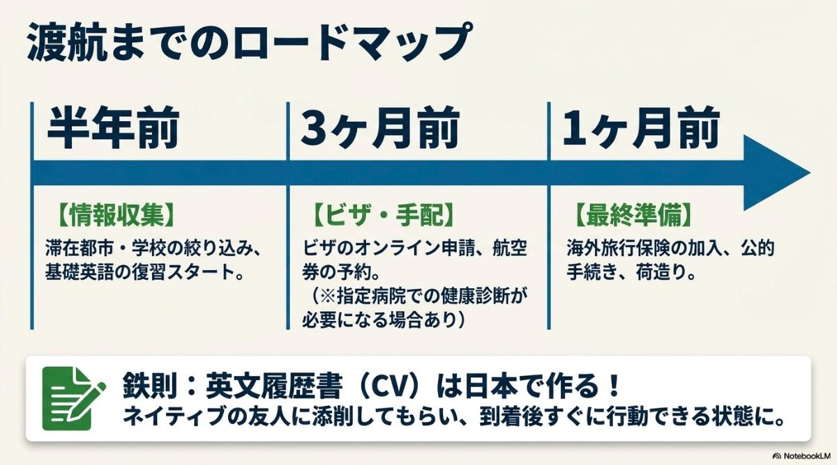情報収集からビザ申請、荷造りまで出発半年前からの準備スケジュール