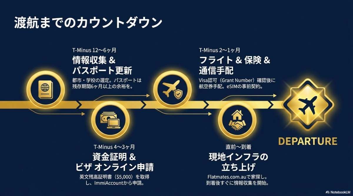 オーストラリア渡航の1年前から到着までに必要な準備とスケジュールの目安