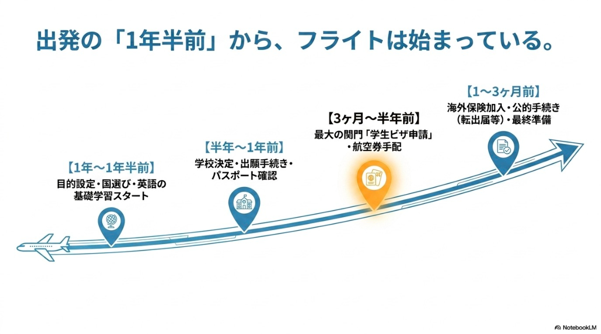 出発1年半前から始める長期留学の準備とビザ申請のスケジュール