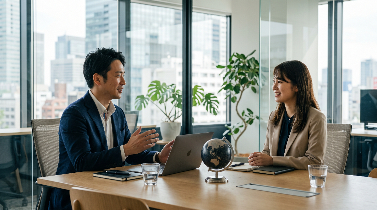 海外・英語関連の転職エージェントで目的に合ったキャリア相談を行う日本人の求職者と担当者
