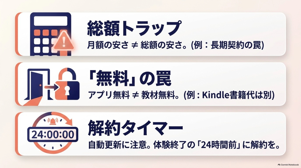 総額トラップや自動更新など、アプリ課金前に確認すべき3つの注意点