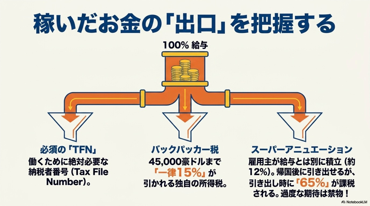 オーストラリアで稼いだお金に掛かる税金(TFN、バックパッカー税)とスーパーアニュエーションの仕組み
