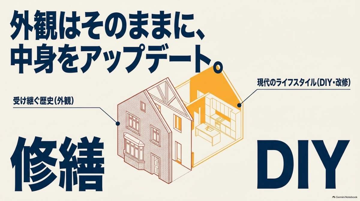 歴史的な外観を保ちながら、室内を現代のライフスタイルに合わせて修繕・DIYする文化