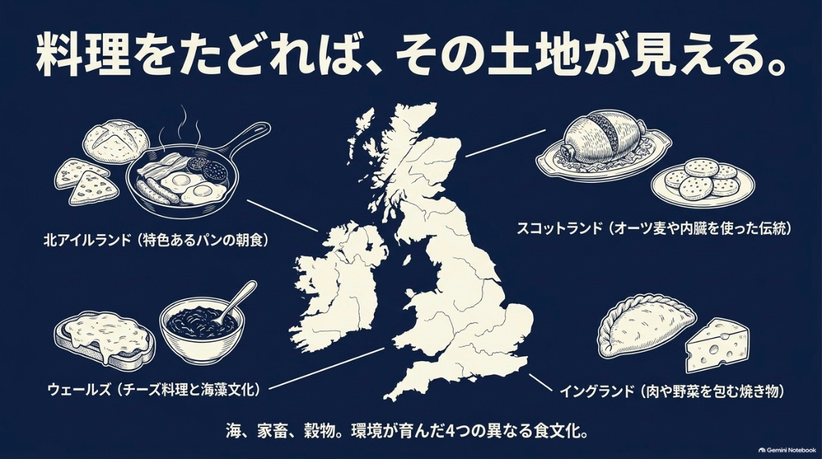 海や家畜、穀物など環境が育んだ、イギリス4つの地域の多様な郷土料理