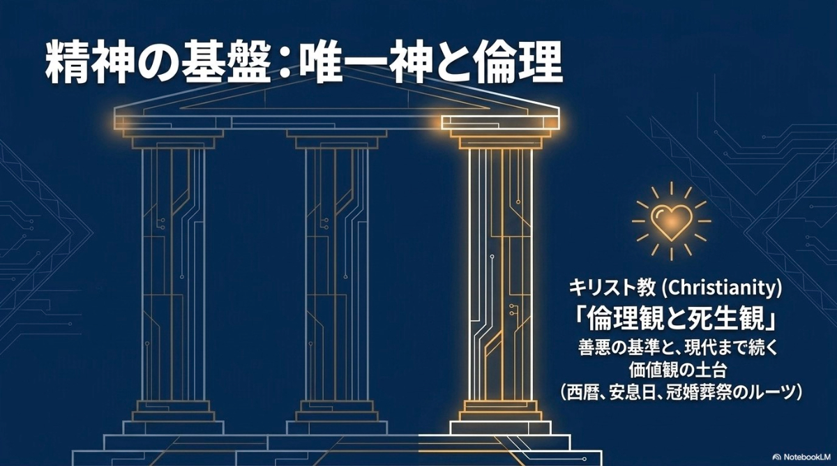キリスト教という西洋文化を支える柱を表した図解